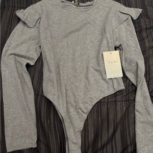Gray Long Sleeve Bodysuit